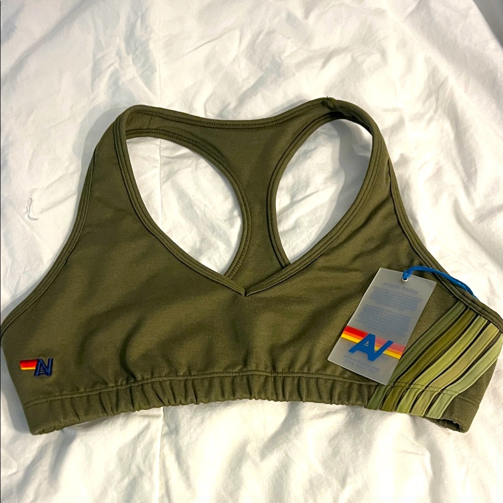 NWT Aviator Nation Small 5 Stripe Sports Bra Color: Army